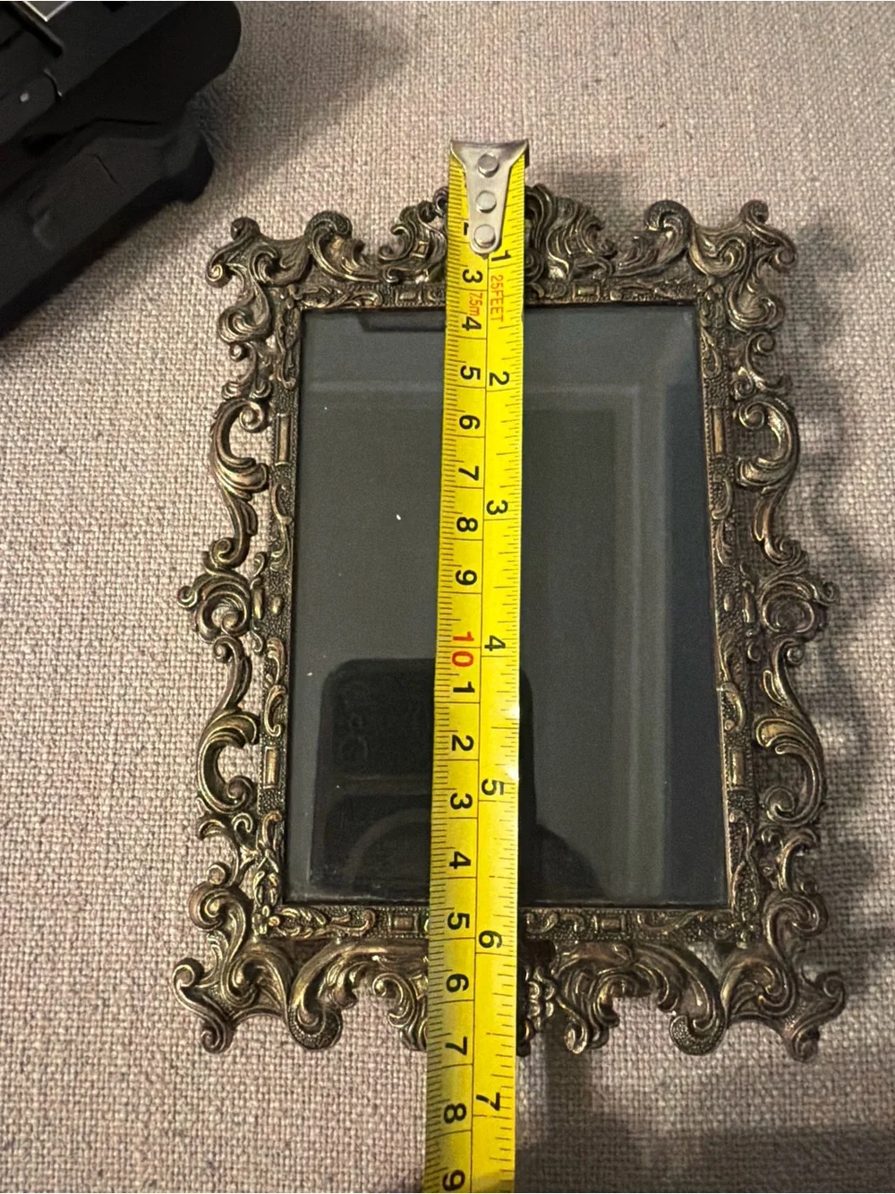 Vintage Ornate Italian Brass Easel Back Free Standing Picture Frame 3